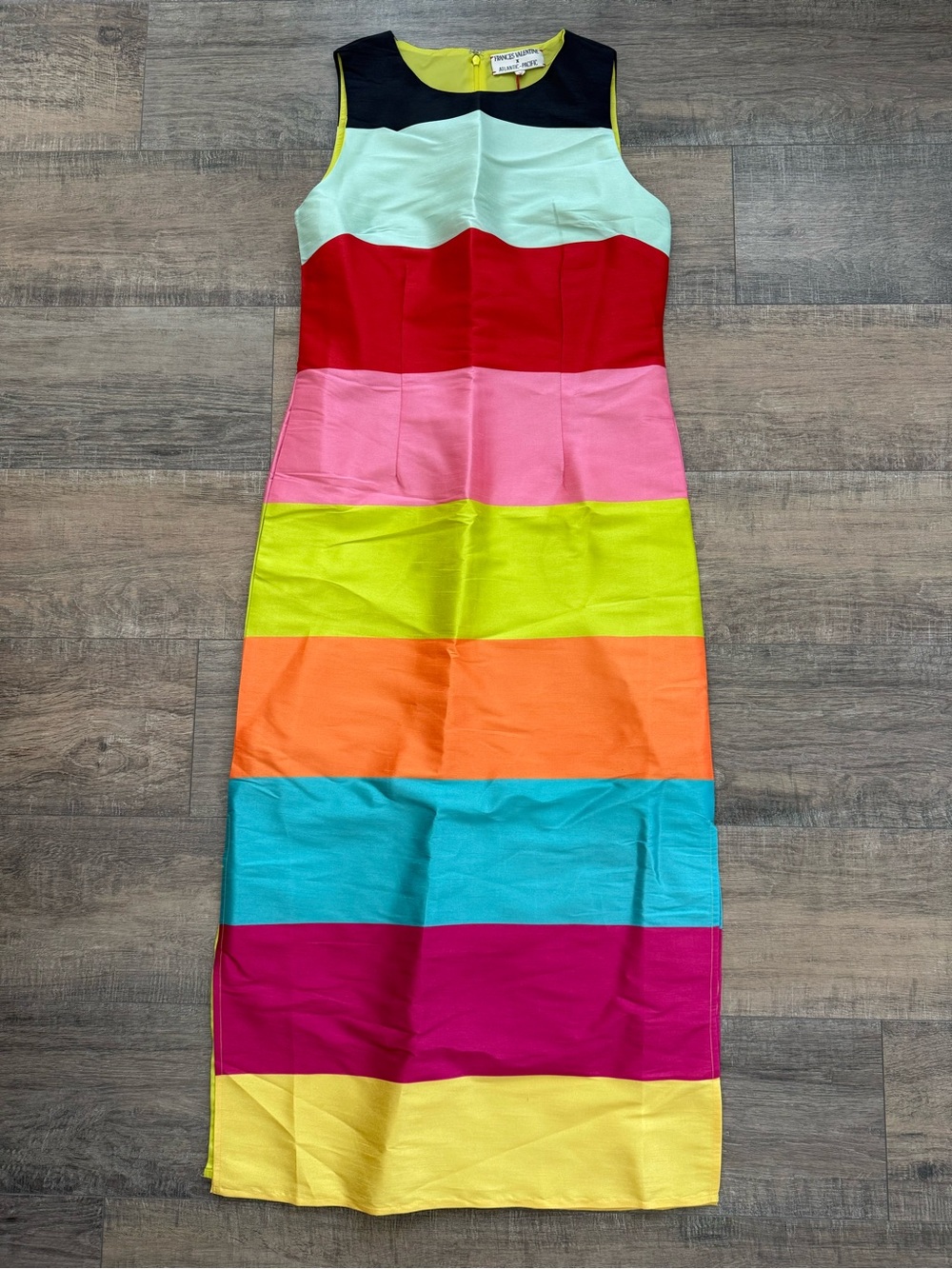 Frances Valentine x Atlantic-Pacific Rainbow Striped Shift Maxi Dress NWT